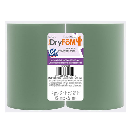 FloraCraft Floral Dry Foam 2 Piece Mug Plug 2.6 Inch x 3.7 Inch Green