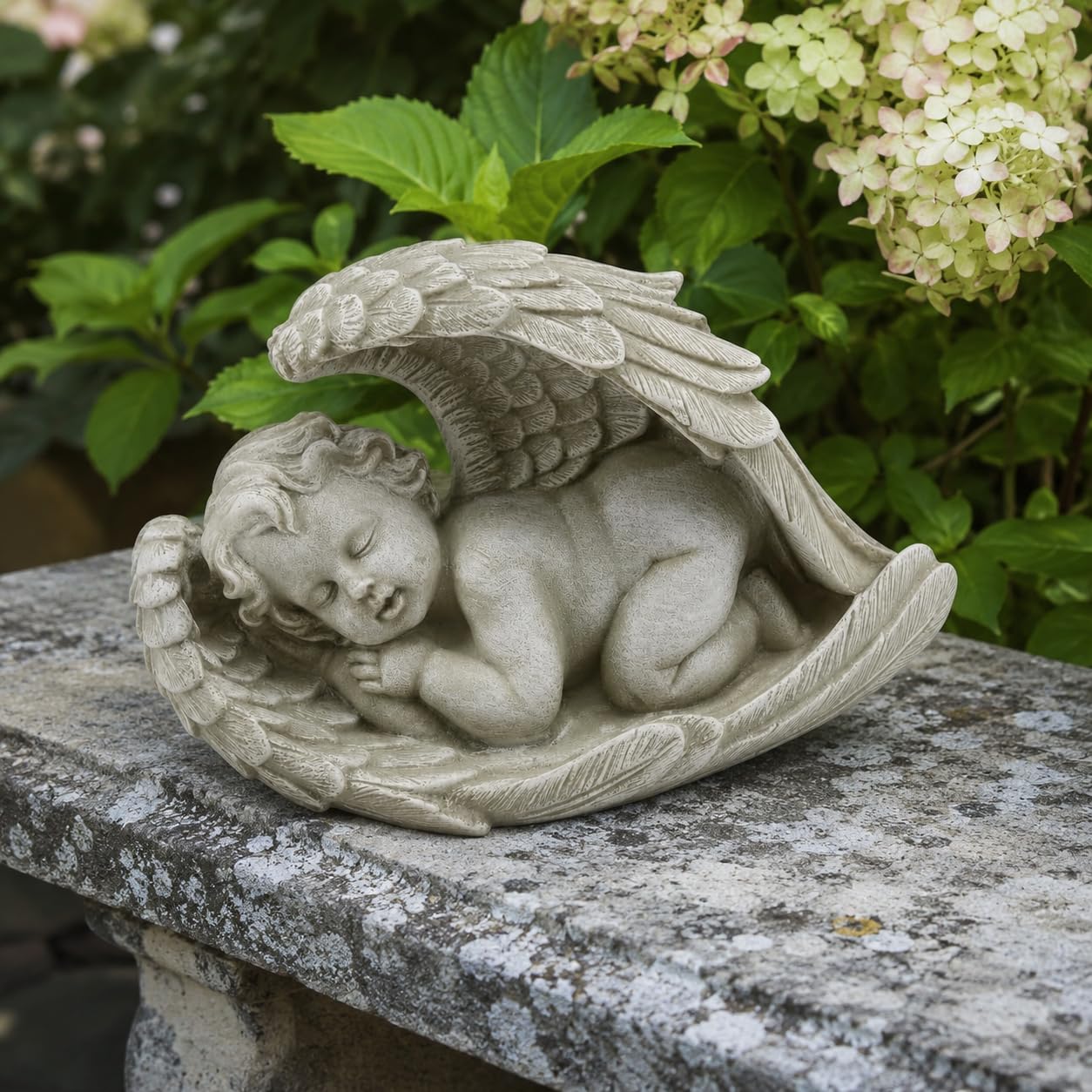 Comfy Hour 9 Inch Baby Angel Statue, Sleeping Cherub in Wing Decor