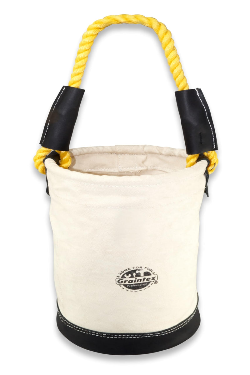 Graintex CB2216 Utility Canvas Bucket Leather Bottom 16" X 10" Rope Handle