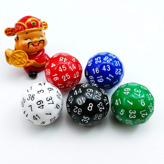 Bescon Fifty-Sided Die, 50 Sided Cube, 50 Sides Dice, 50-Sided D50 30mm Large Gaming Dice - 5 Assorted Opaque Color with Numbers