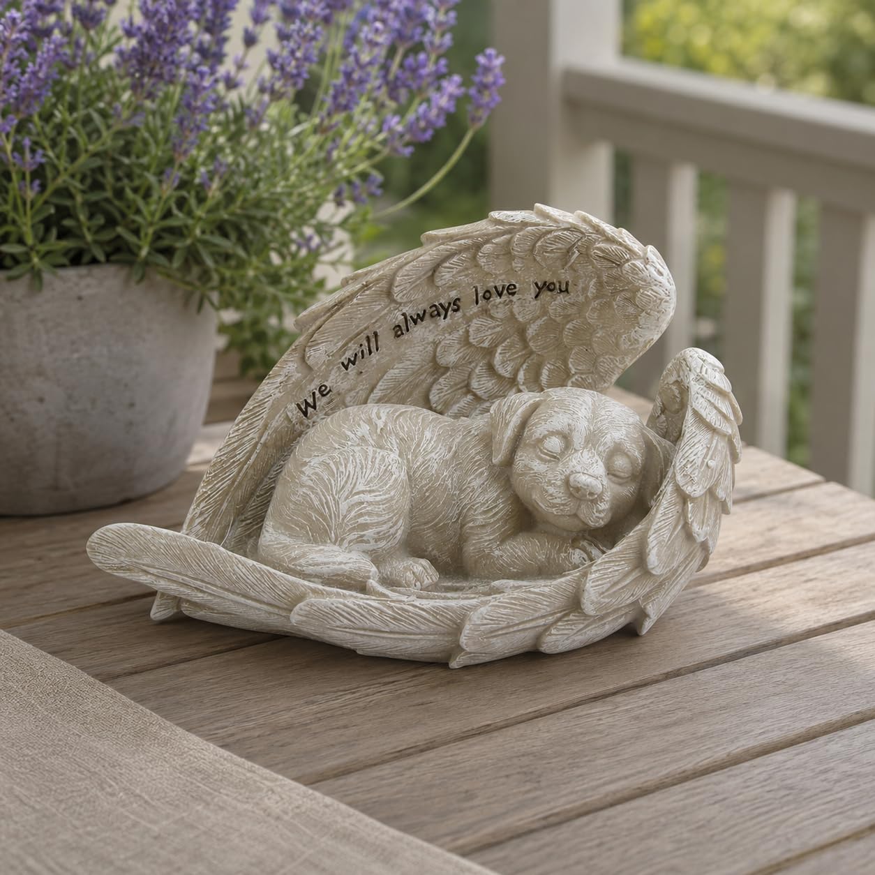 Comfy Hour 8.2 Inch Dog Angel Statue, Sleeping Pet Memorial Figurine