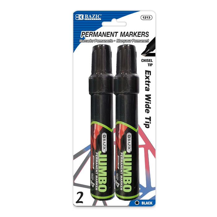 BAZIC 8 mm Jumbo Chisel Tip Permanent Marker (2/Pack)