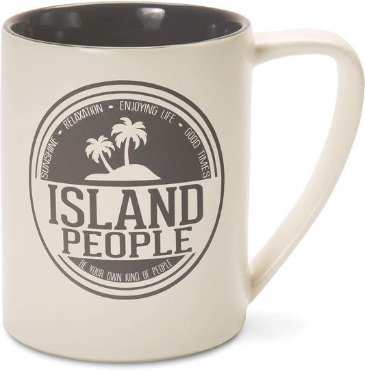 Pavilion Gift Company Island People-Gray & Cream Coffee 18 oz Mug