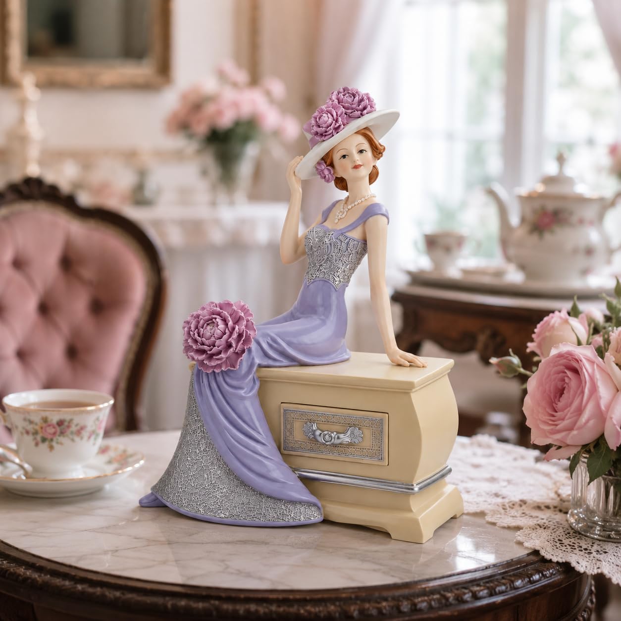 Comfy Hour 12.4 Inch Victorian Decor Lady Figurine, Lavender Gown