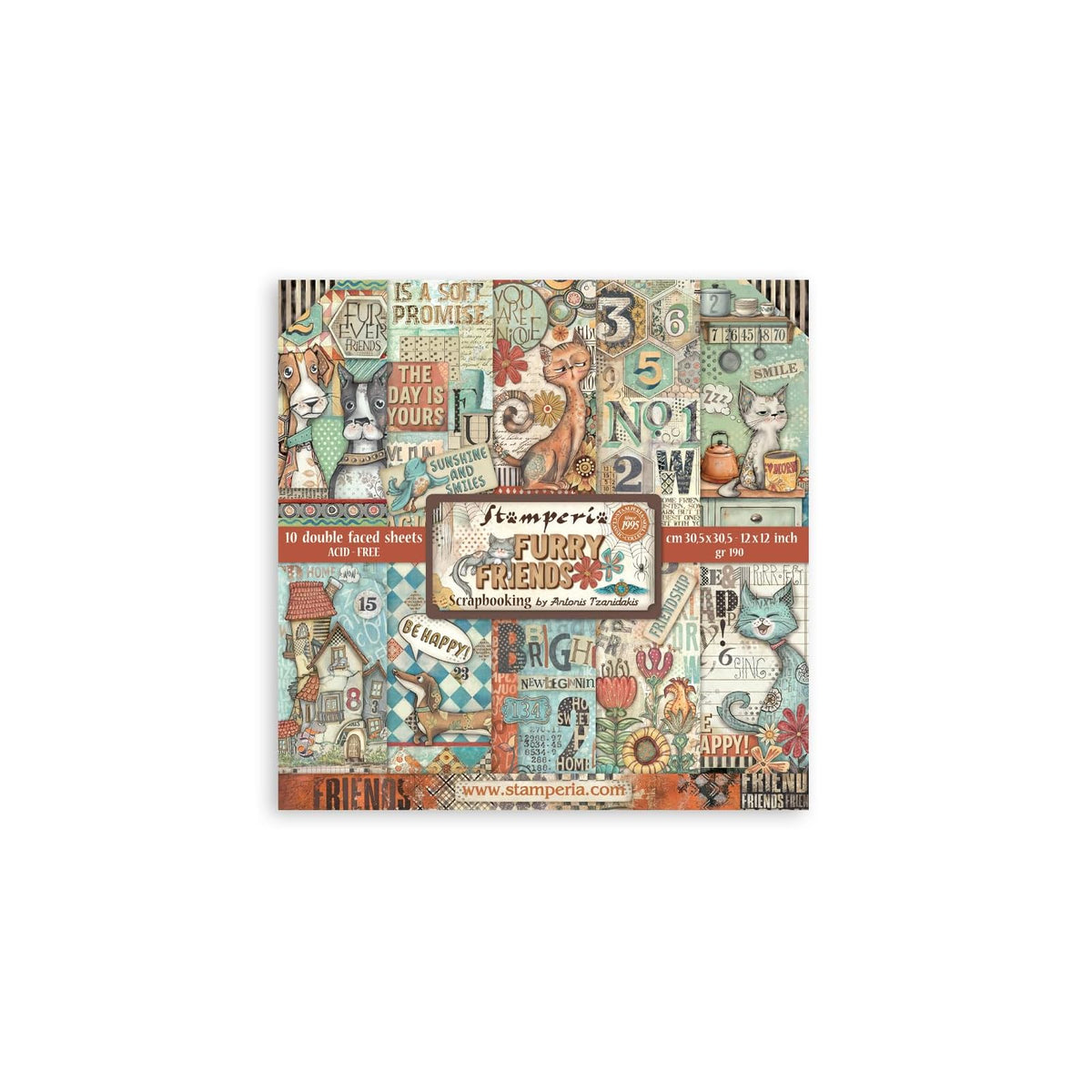 Stamperia Sheet Paper, Large Scrapbook Pad (Double Sided), turquoise