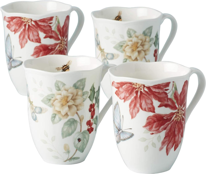 Lenox 884474 Butterfly Meadow Holiday 4-Piece Mug Set