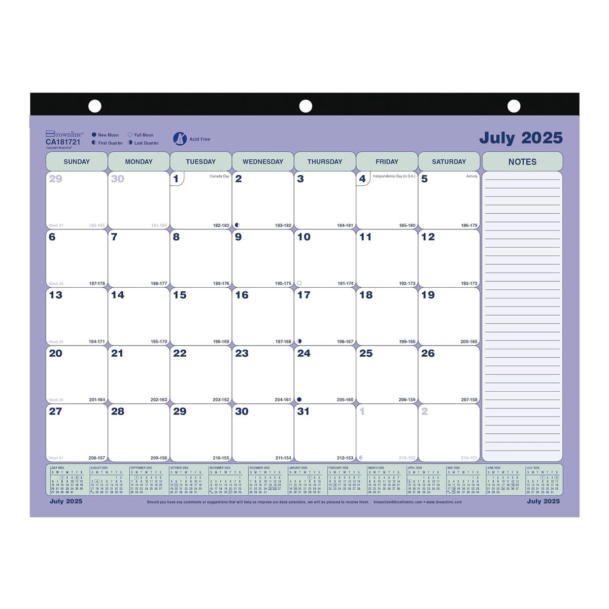 Brownline Planner, 11x8.5 inches, Blue/White