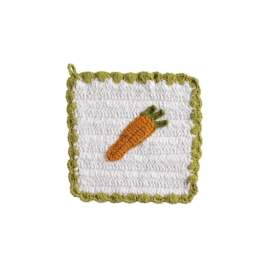 Mud Pie Pot Holder, 8" x 8", Orange Carrot