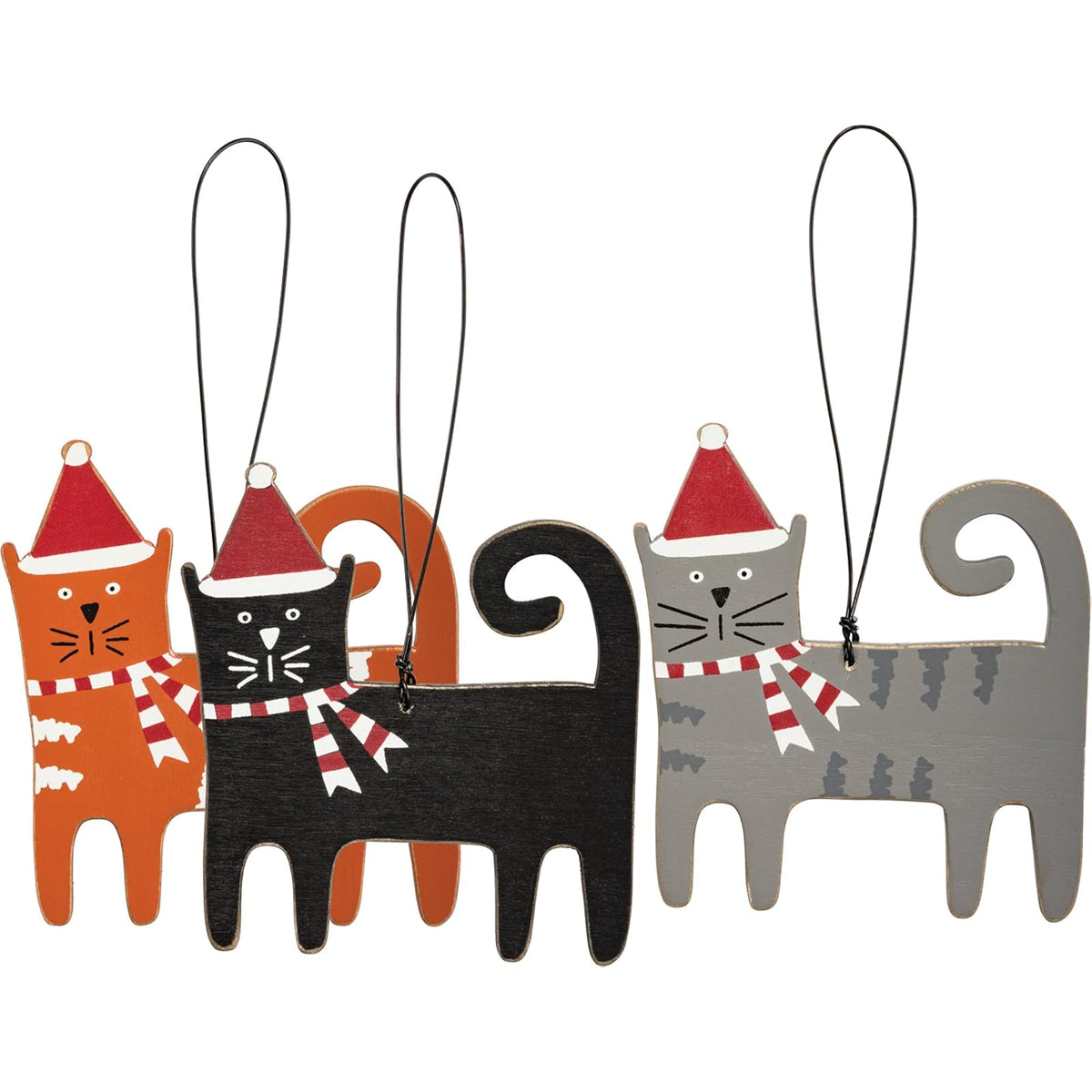 Primitives by Kathy Hanging Ornament, 3.25" x 3.50, Black, Grey, Orange/Red
