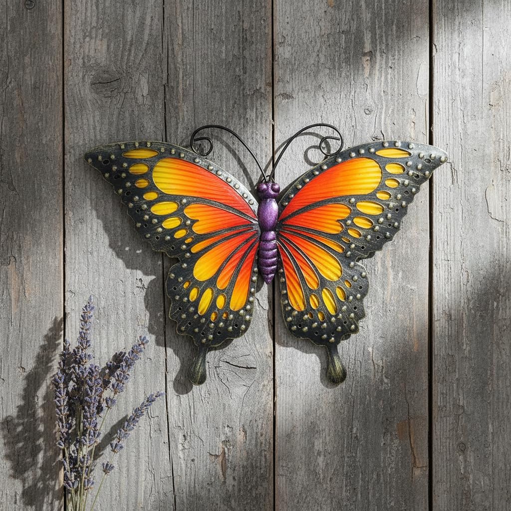 Comfy Hour Travel on Wings Collection 12" Metal Art Butterfly Wall Decor