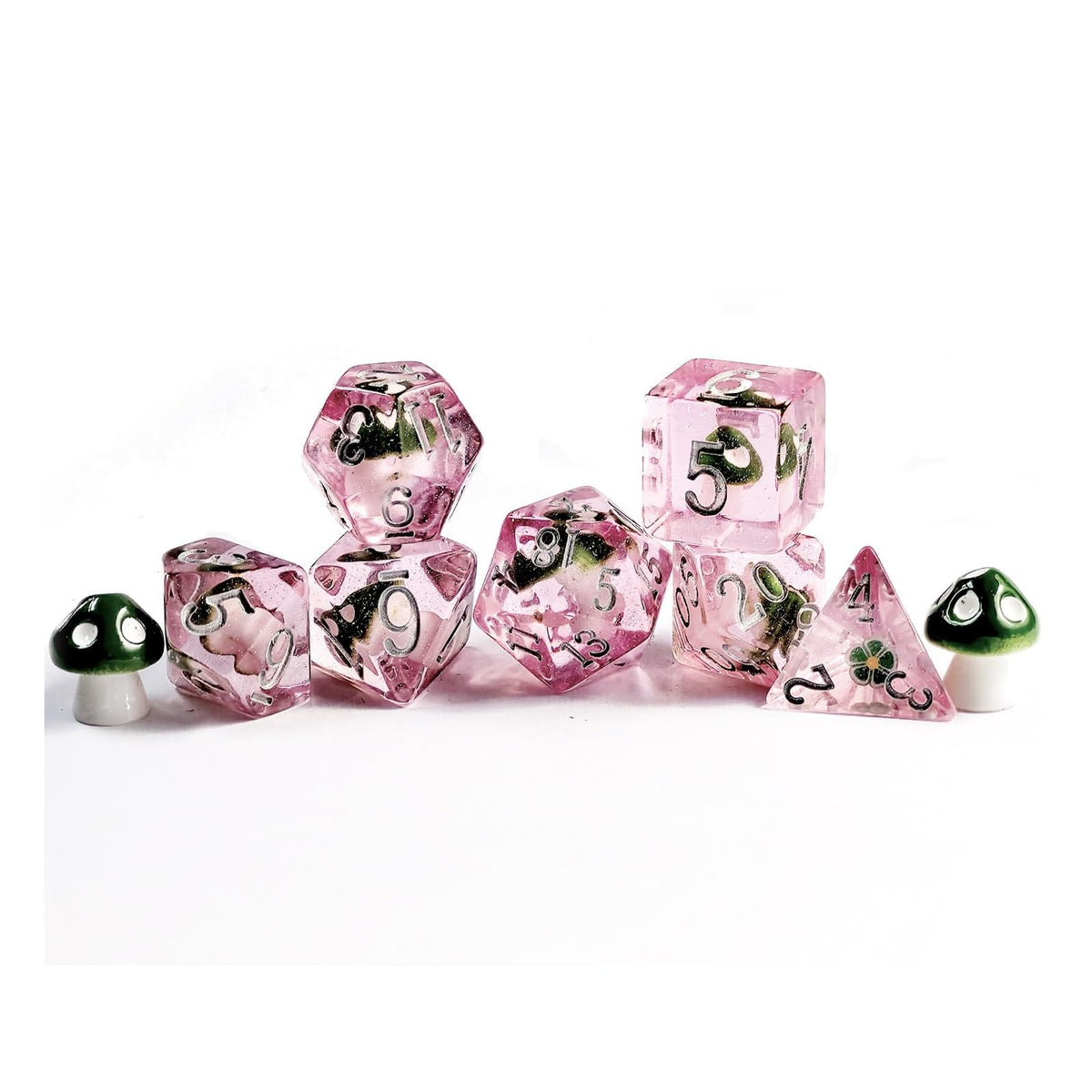 BESCON DICE Game Dice, Pink Set (Green Mushroom)