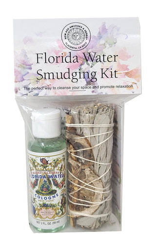 New Age Smudges & Herbs Incense, 4 INCH - BUNDLE & 2 OZ Florida Water, Fw-kit-01