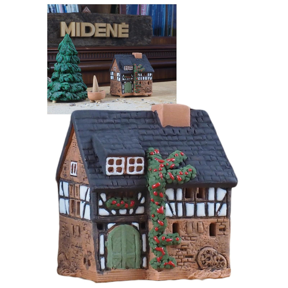 Midene Incense Holder, Brown, Green, Black, White