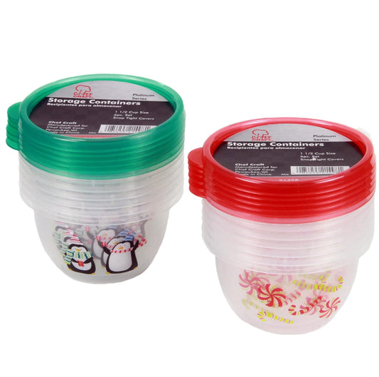 Chef Craft Select Holiday Christmas Storage Container, 6 piece set, Color May Vary