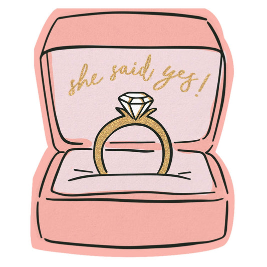Creative Brands Slant Collections Wedding Die-Cut Cocktail/Beverage Paper Napkins, 20-Count, She Said Yes