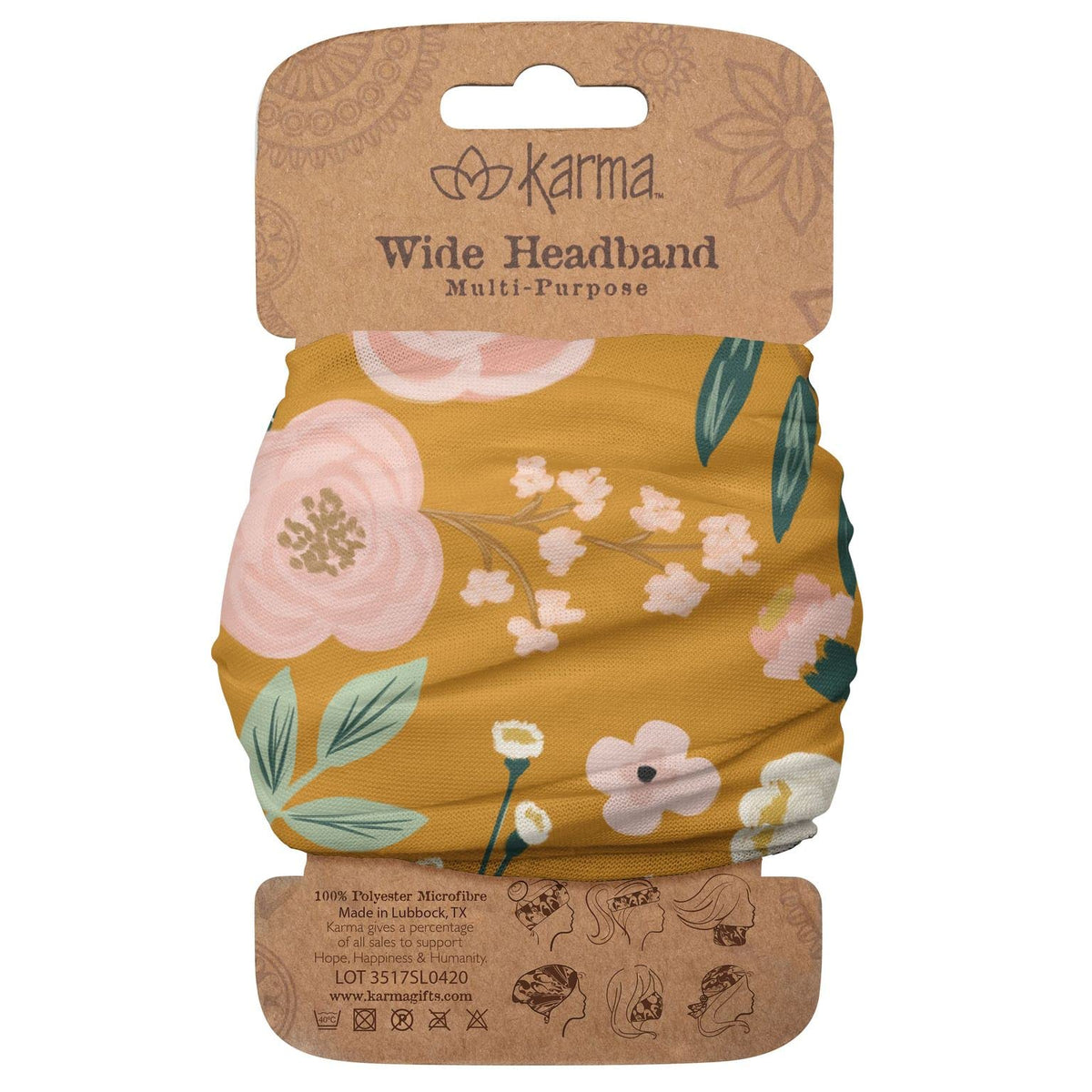 Karma Hairband, 1 Count (Pack of 1), Mustard Floral