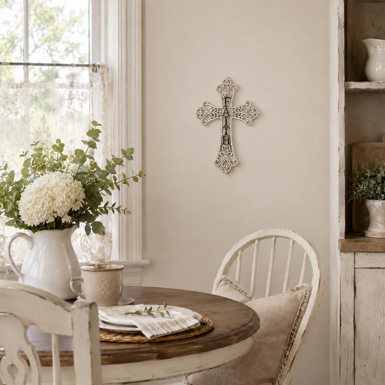 Comfy Hour 13.8 Inch White Cross for Wall, Faith Cross Wall Decor