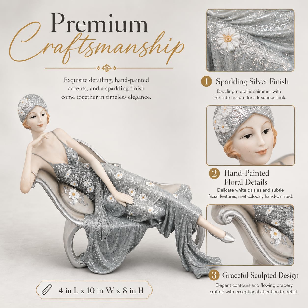 Comfy Hour 8 Inch Victorian Lady Figurine, Reclining Chair Statue