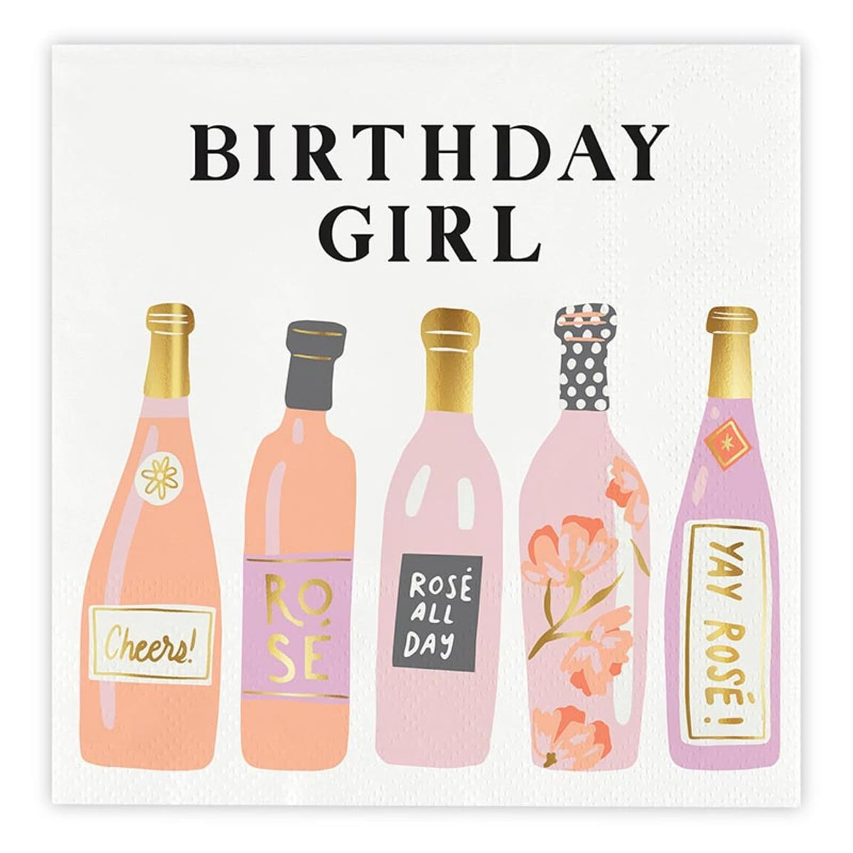 Slant Collections Disposable Napkin, 5" x 5", Birthday Girl