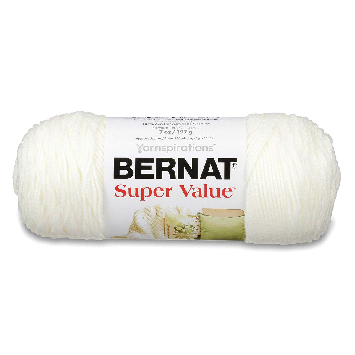 Spinrite Yarns (CA) Bernat Super Value Yarn, 7 oz, Gauge 4 Medium Worsted, Winter White