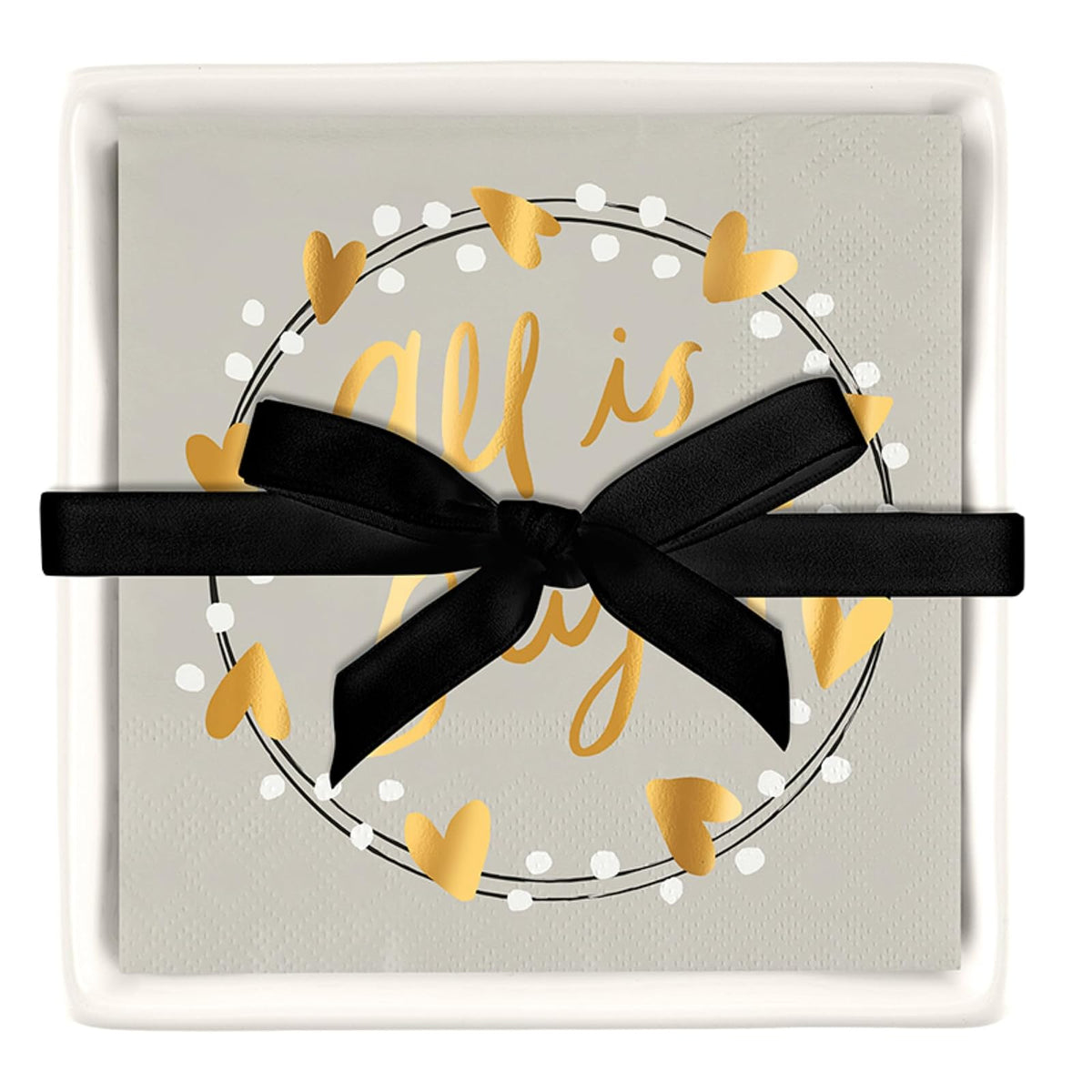 Santa Barbara Design Studio Napkin Holder, 5.75" Square, All is Bright
