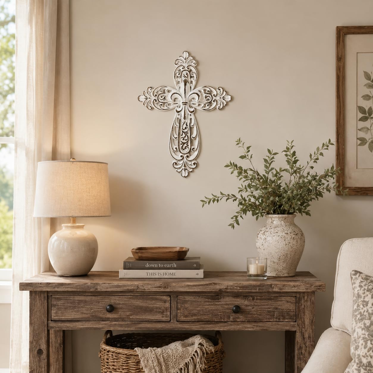 Comfy Hour 12 Inch Cross Wall Decor, White Cross for Wall