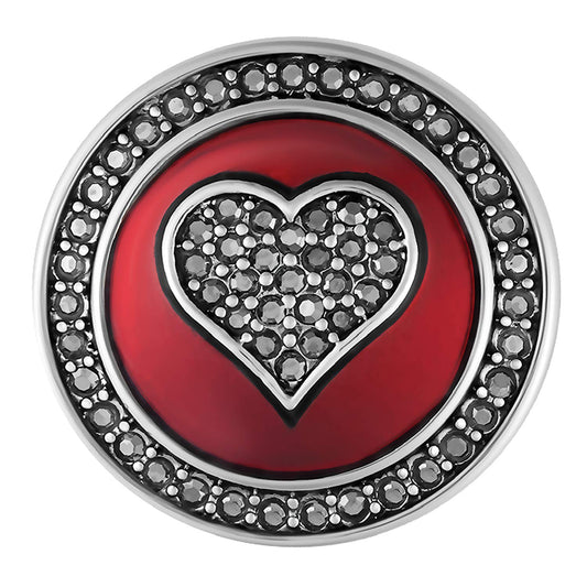 TGB Brands Ginger Snaps Red Enamel/Hematite Heart Charm Accessory | Interchangeable & Adjustable Snap Jewelry Collection | Button Charms for Necklaces Bracelets | Standard Size | SN01-23 | Valentine‚Äôs Day Gift