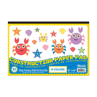 BAZIC 64 Ct. 6" X 9" Mini Construction Paper Pad