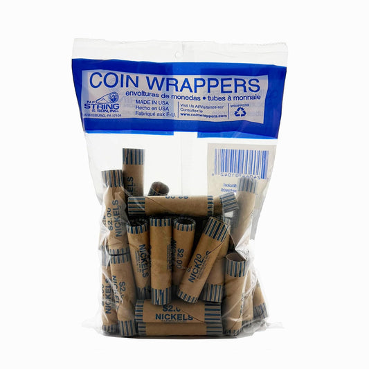 BAZIC Coin Wrappers Rolls - Nickel, Made in USA, Durable Preformed Wrappers Roll Paper Coins Tubes (36/Pack), 1-Pack