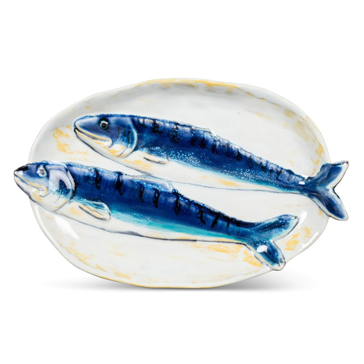 Abbott Collection Dishware Plate, Oval Plate, Blue/Yellow