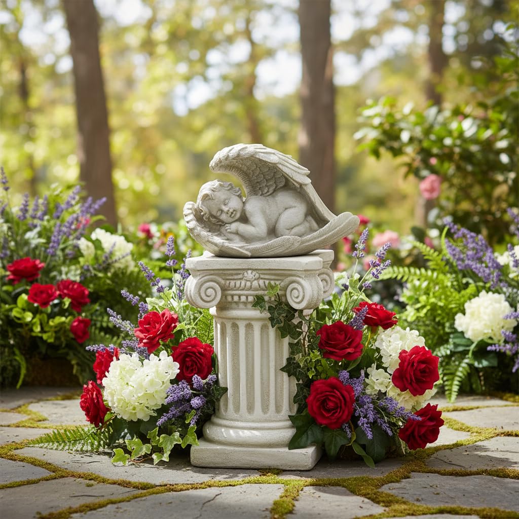 Comfy Hour 9 Inch Baby Angel Statue, Sleeping Cherub in Wing Decor