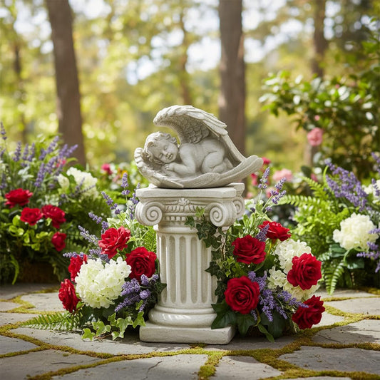 Comfy Hour 9 Inch Baby Angel Statue, Sleeping Cherub in Wing Decor