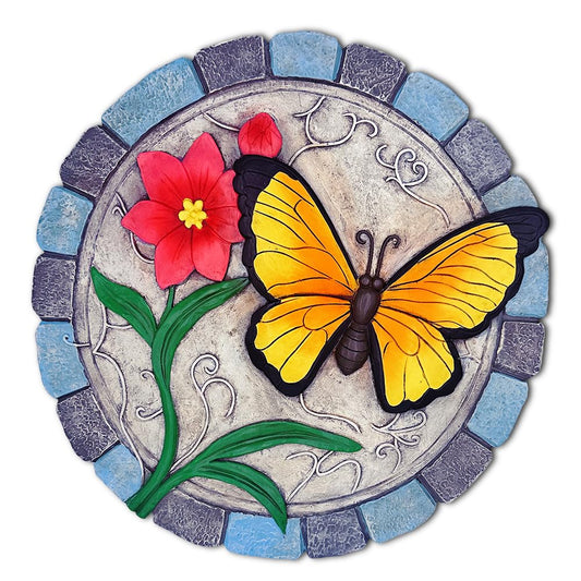 OrnamentallyYou Colorful Moments Bloom Stepping Stone, 9.5" Butterfly Garden Decorative Figurine