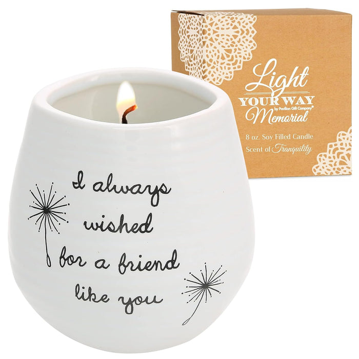 Pavilion Gift Company Plain Dandelion Always Wished for a Friend Like You White Ceramic Soy Serenity Scented Candle