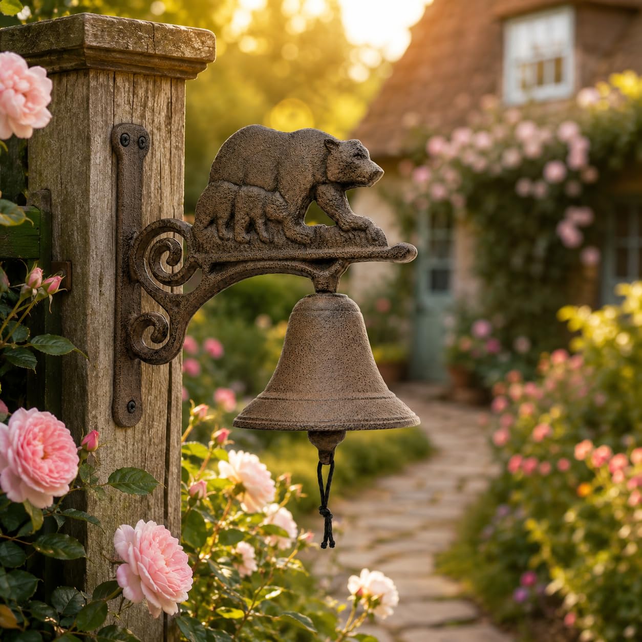 Comfy Hour 7.8 Inch Dinner Bell Outdoor, Bear Dinner Bell