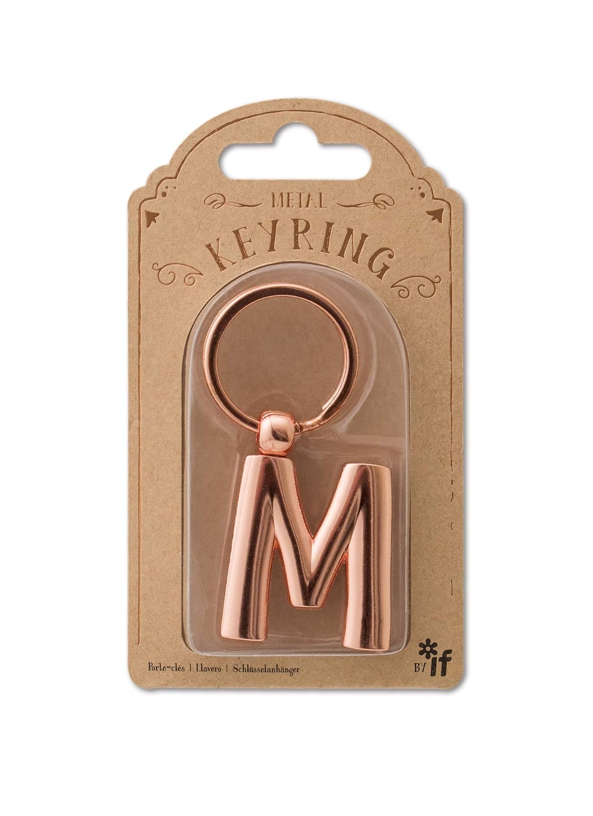 IF Metal Letter Keyring Personalised Alphabet Letters - Rose Gold - M