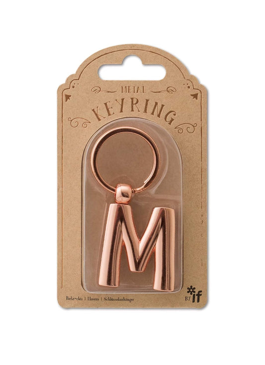 IF Metal Letter Keyring Personalised Alphabet Letters - Rose Gold - M