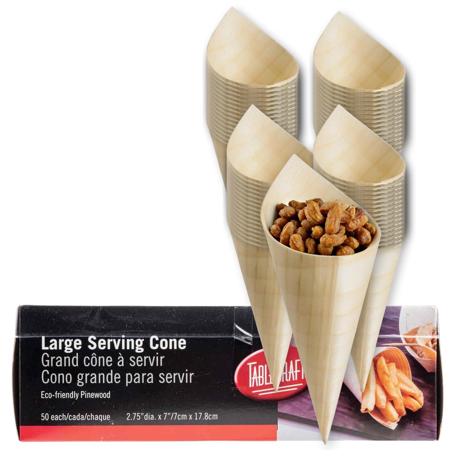 Tablecraft Disposable Serving Cone, Bamboo, Multi-Colour, 7.3 x 8.89 x 17.78 cm