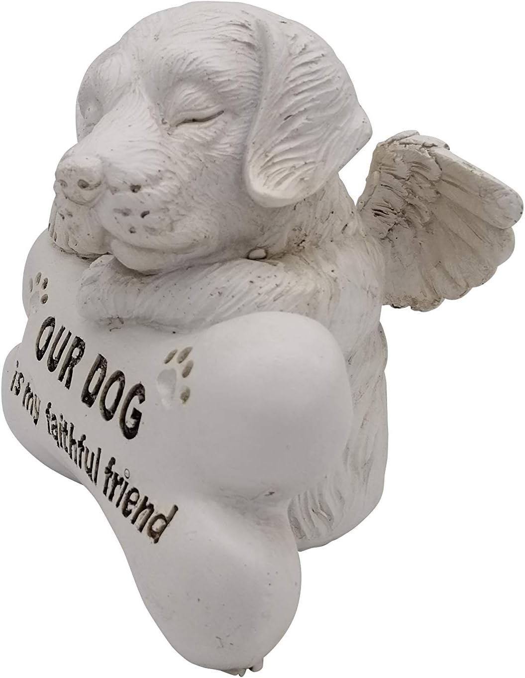 Comfy Hour Pet In Loving Memory Collection 5" Sleeping Dog Angel On Bone Figurine - in Memory of My Best Friend Bereavement, Light Gray, Polyresin
