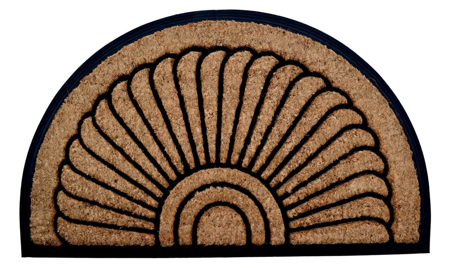 Imports Decor Half-round Rubber Back Coir Doormat, Sunrise, 18-Inch by 30-Inch
