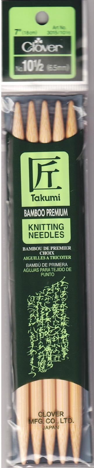 Clover 72692 Bamboo Double Point Knitting Needles 7 in. 5-Pkg-Size 10.5