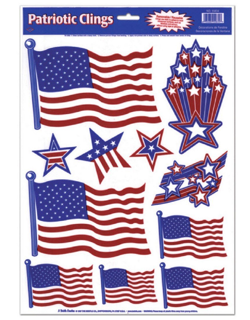 Beistle Patriotic Clings (stars & stripes designs) Party Accessory (1 count) (11/Sh)