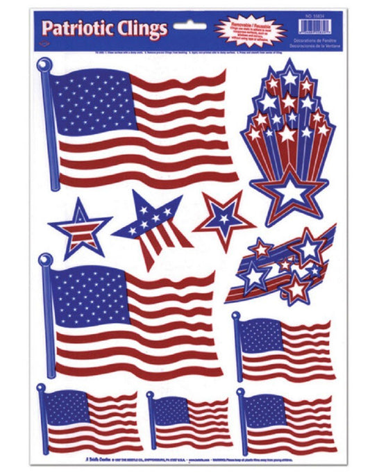 Beistle Patriotic Clings (stars & stripes designs) Party Accessory (1 count) (11/Sh)