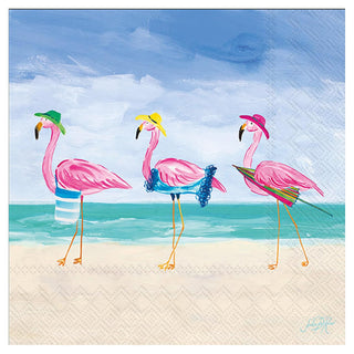 ihr SINCE 1977 Disposable Napkin, 5" x 5", Beach Flamingos