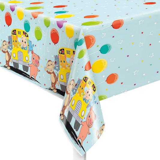 Unique Industries Unique Cocomelon Plastic Tablecover Table Cover, 54" X 84", Multicolor