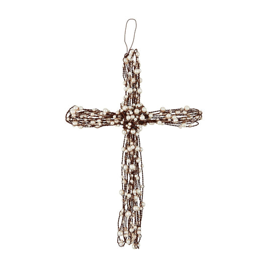 Mud Pie Beaded Wire Crosses,13" x 9 1/2", Brown