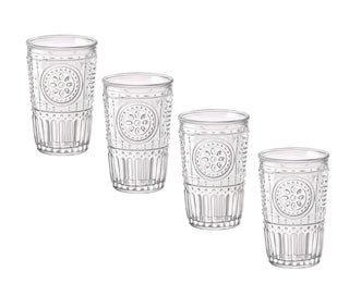 Bormioli Rocco Romantic Water Glass [Set Of 4] | 10.25 oz Premium Glass Set For Refreshments, Soda & Beverages | Italian Quality Glassware, Perfect For Dinner Parties, Bars & Restaurants