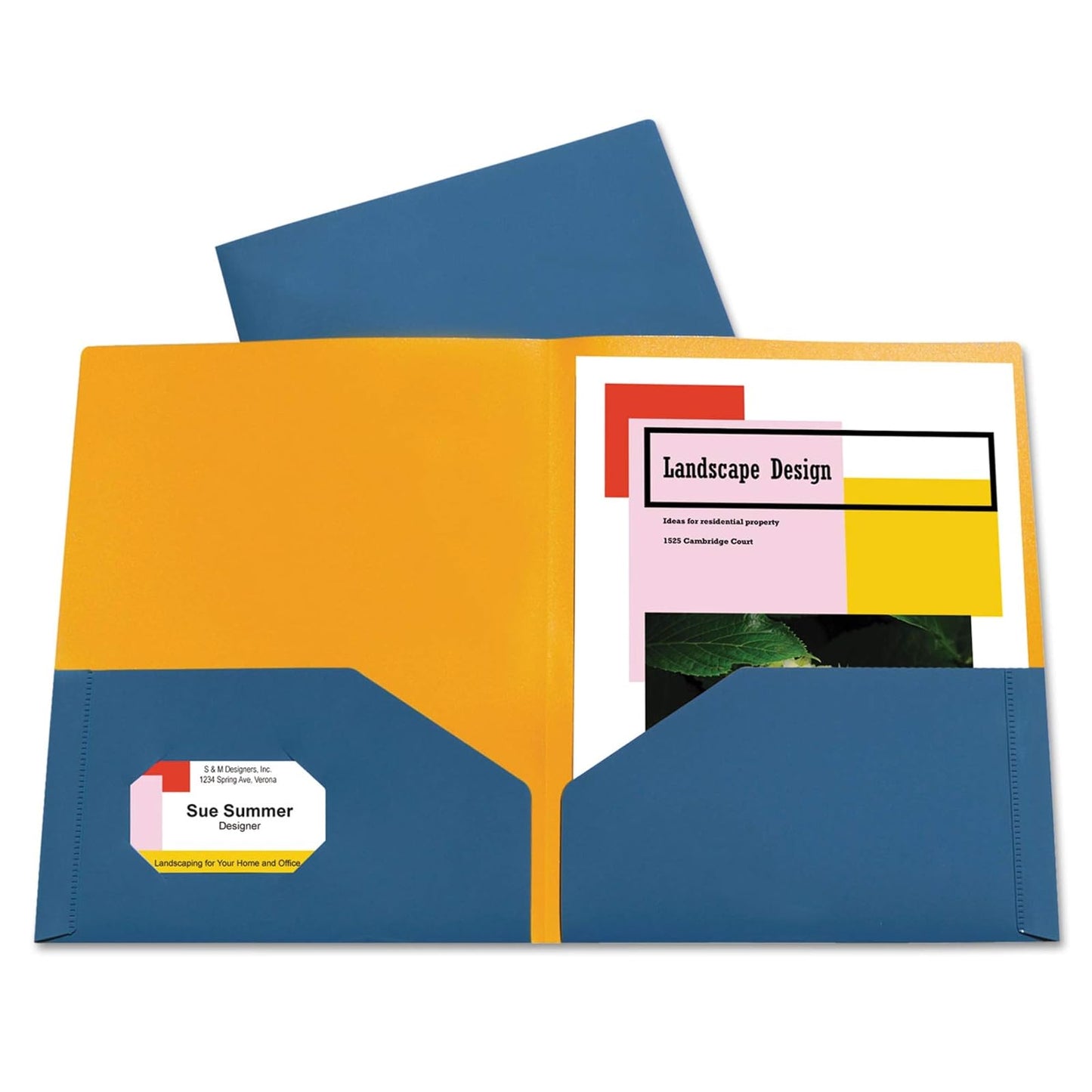C-Line Two-Tone Pocket Super Heavyweight Poly Portfolio, Pack of 6, Steel Blue/Amber Orange Interior (34725)