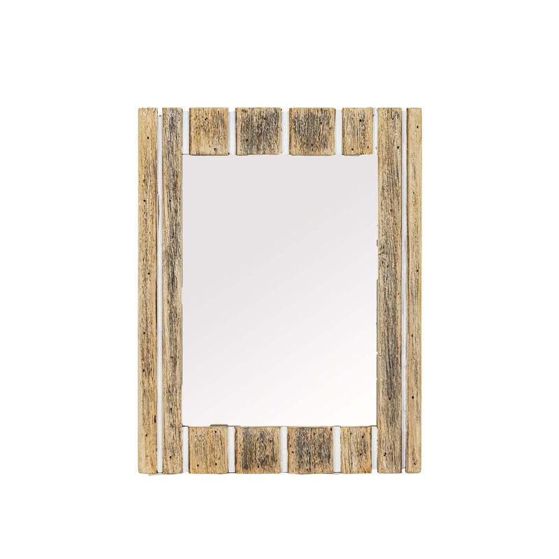 Foreside Home &amp; Garden Striped Driftwood Wall Mirror Glass, Wood &amp; MDF