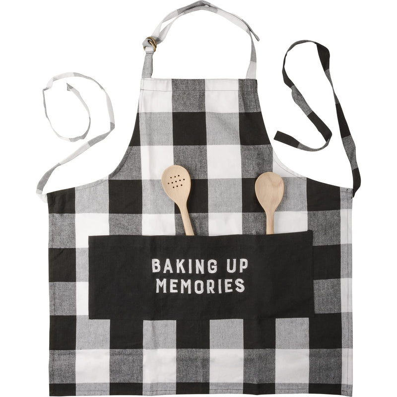 Primitives by Kathy Black & White Plaid Checker Design Baking Up Memories Cotton Kitchen Apron